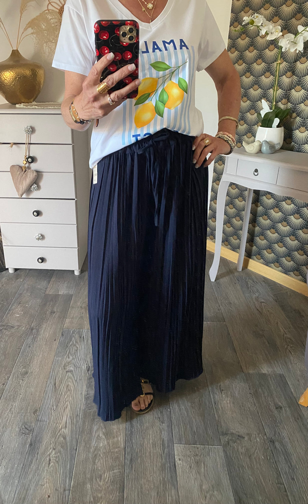 T-SHIRT AMALFI CITRON TU 36/44   BLEU