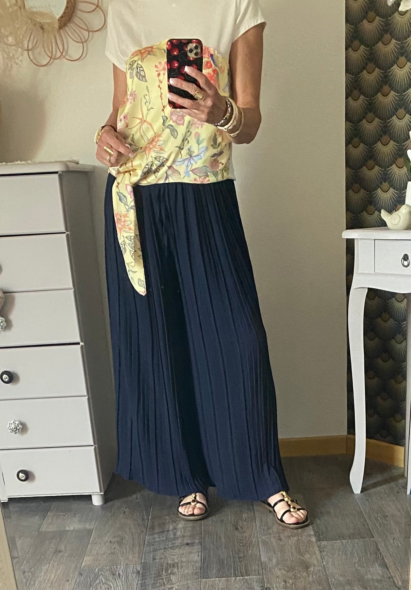 PANTALON MAGIQUE PLISSE  TU 36/48   BLEU MARINE