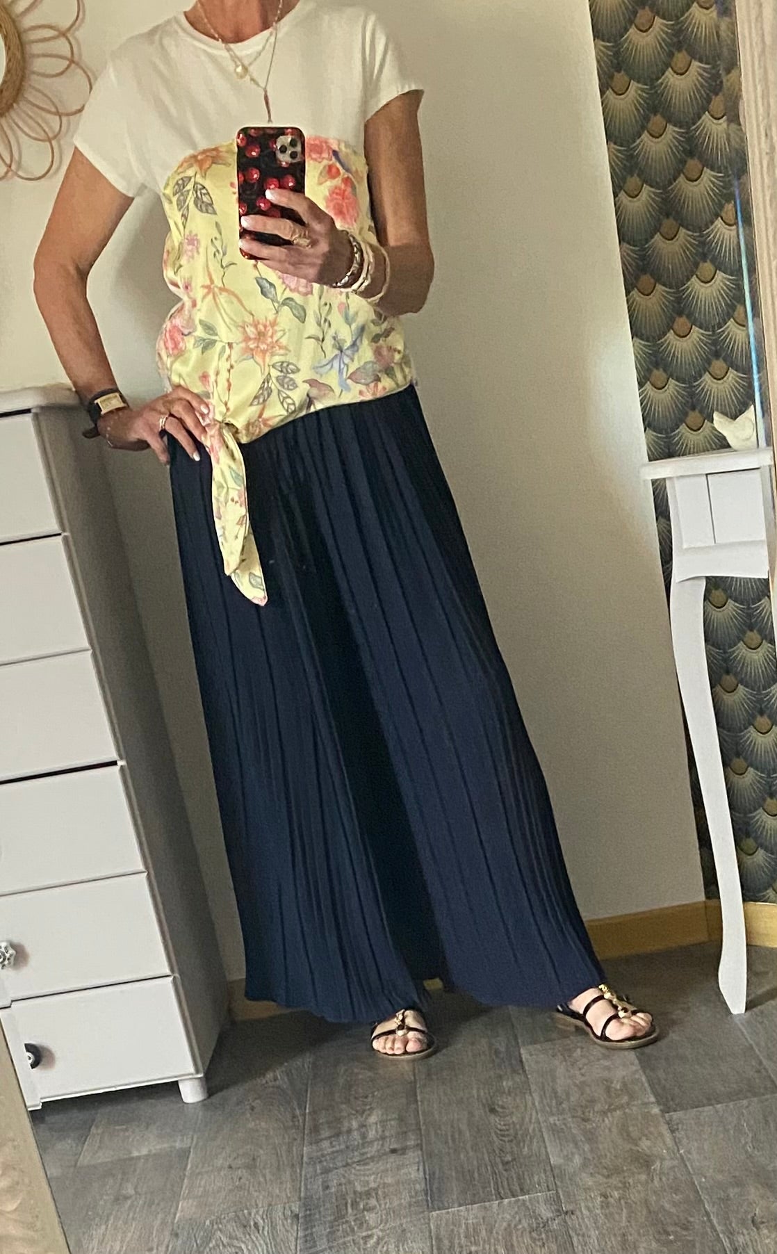 PANTALON MAGIQUE PLISSE  TU 36/48   BLEU MARINE