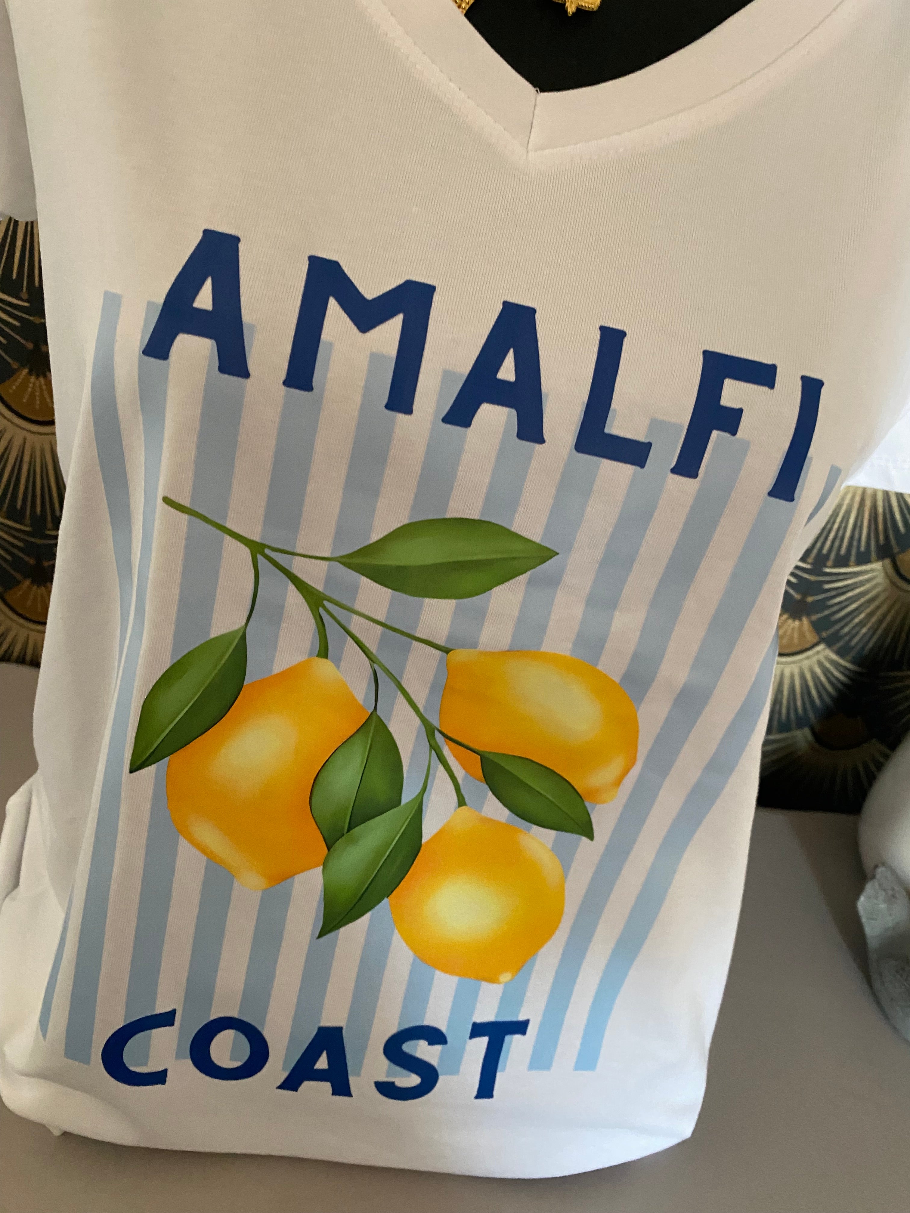 T-SHIRT AMALFI CITRON TU 36/44   BLEU