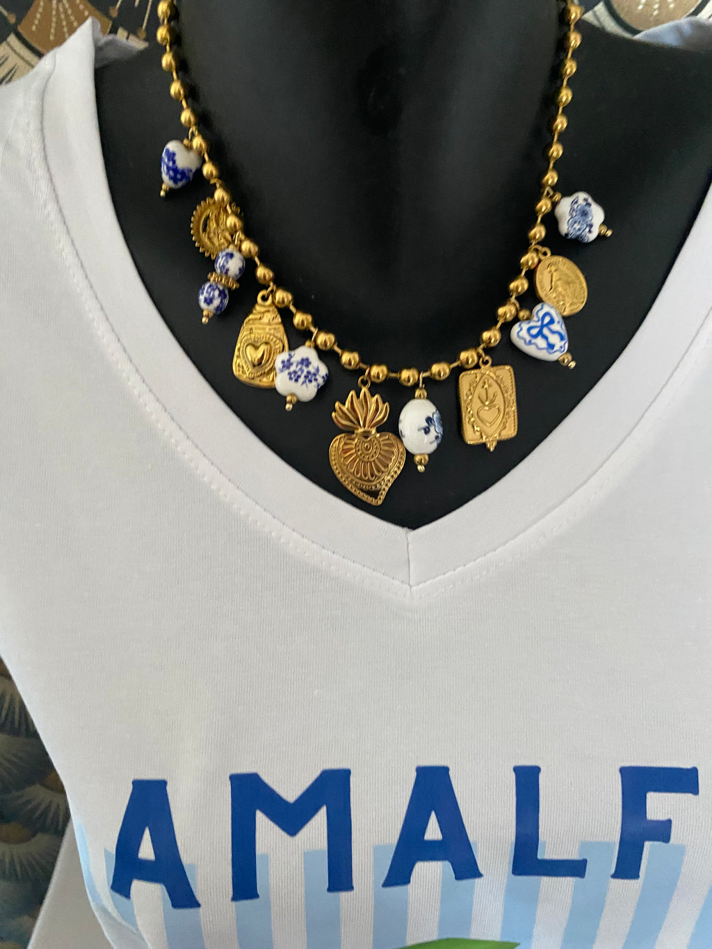 T-SHIRT AMALFI CITRON TU 36/44   BLEU