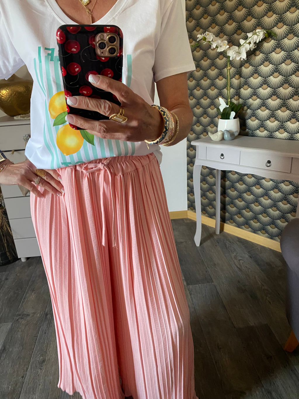 PANTALON MAGIQUE PLISSE  TU 36/48   ROSE
