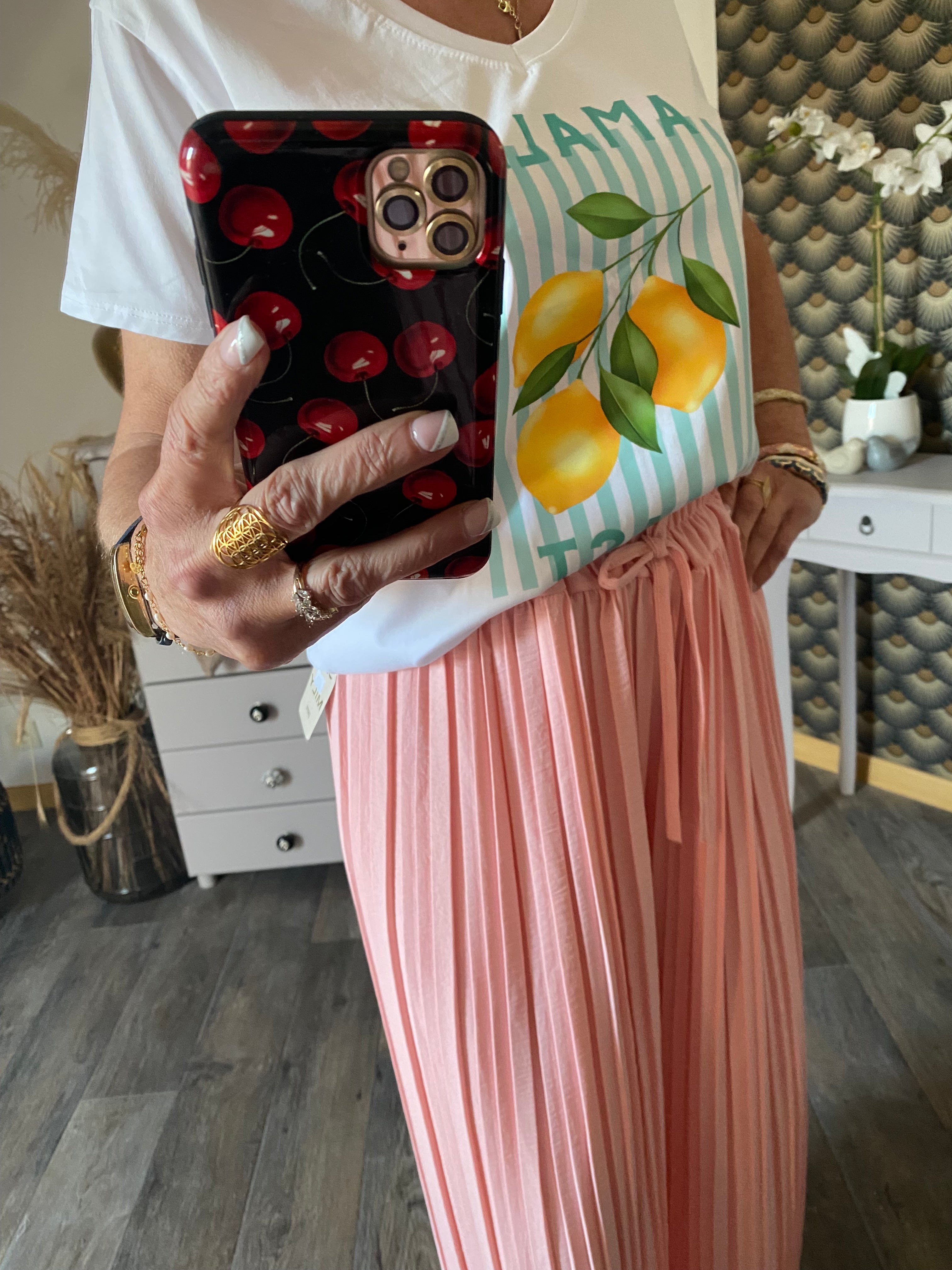 PANTALON MAGIQUE PLISSE  TU 36/48   ROSE