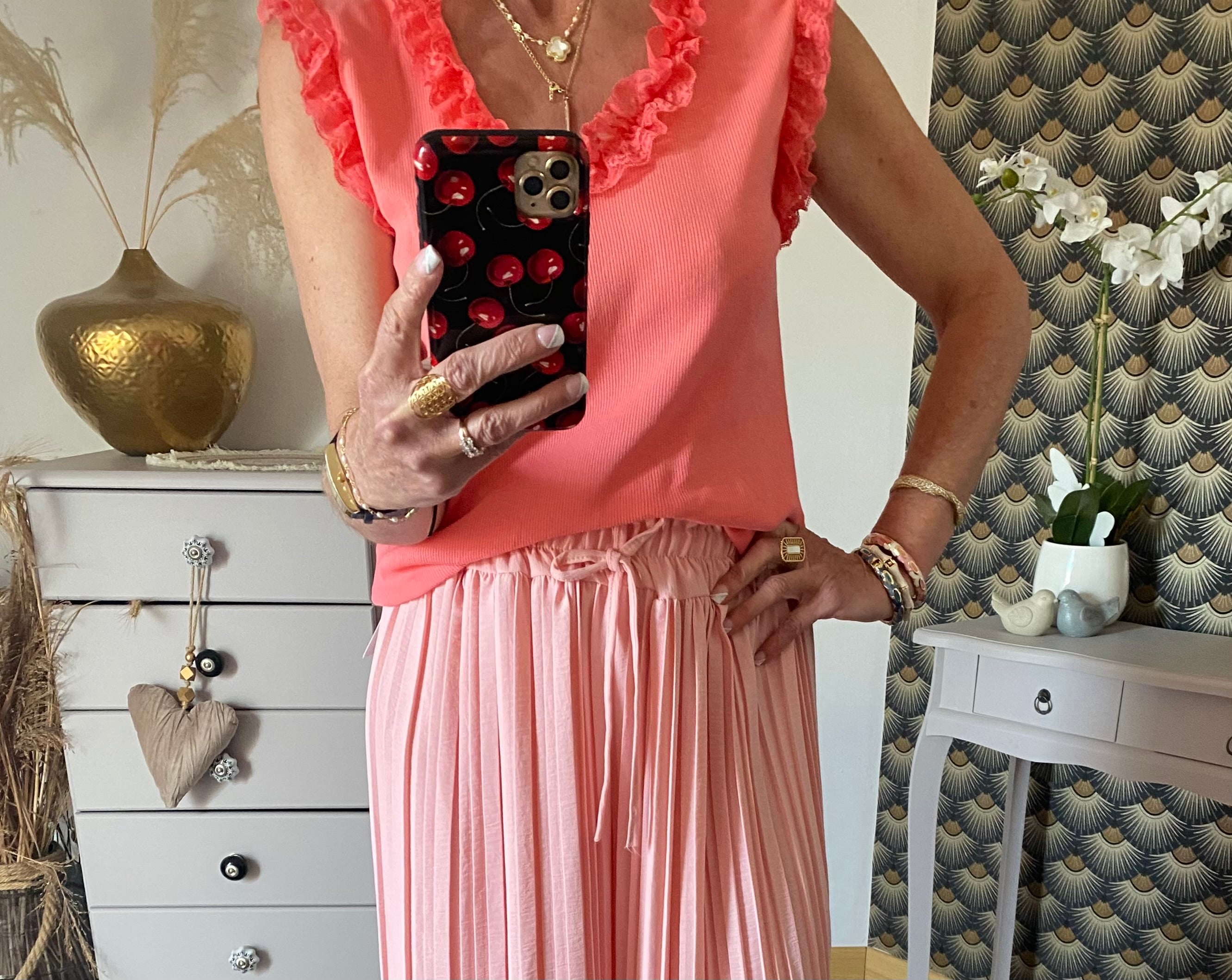 PANTALON MAGIQUE PLISSE  TU 36/48   ROSE