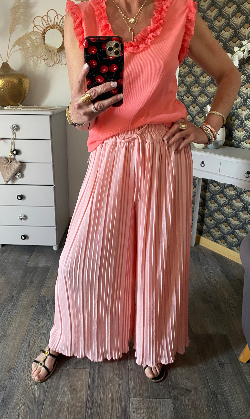 PANTALON MAGIQUE PLISSE  TU 36/48   ROSE