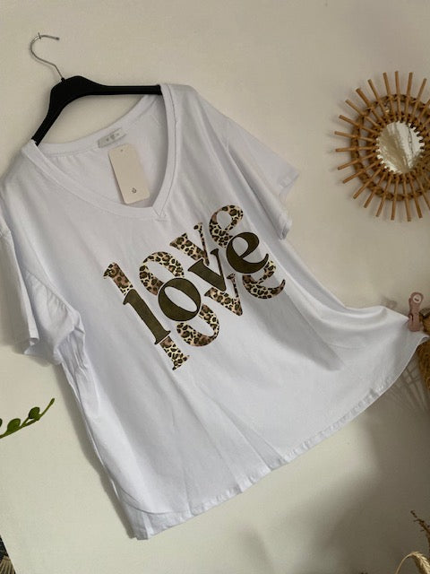 TEE-SHIRT LOVE KAKI  COLLECTION BELLE TAILLE 42 AU 48