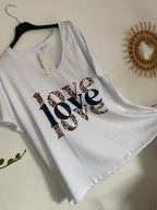 TEE-SHIRT LOVE BLEU MARINE     COLLECTION BELLE TAILLE 42 AU 48