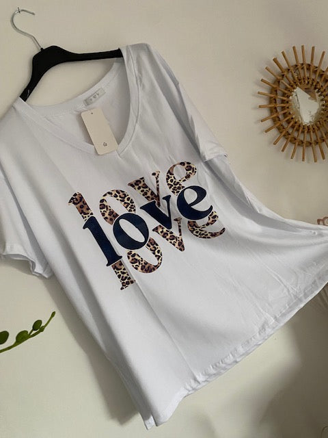 TEE-SHIRT LOVE BLEU MARINE     COLLECTION BELLE TAILLE 42 AU 48