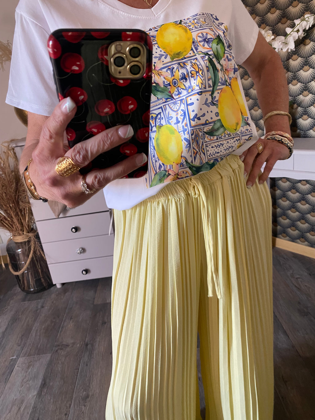 PANTALON MAGIQUE PLISSE  TU 36/48   JAUNE BEURRE