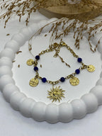 BRACELET  PENDENTIF SOLEIL  SODALITE   PIERRE NATURELLES