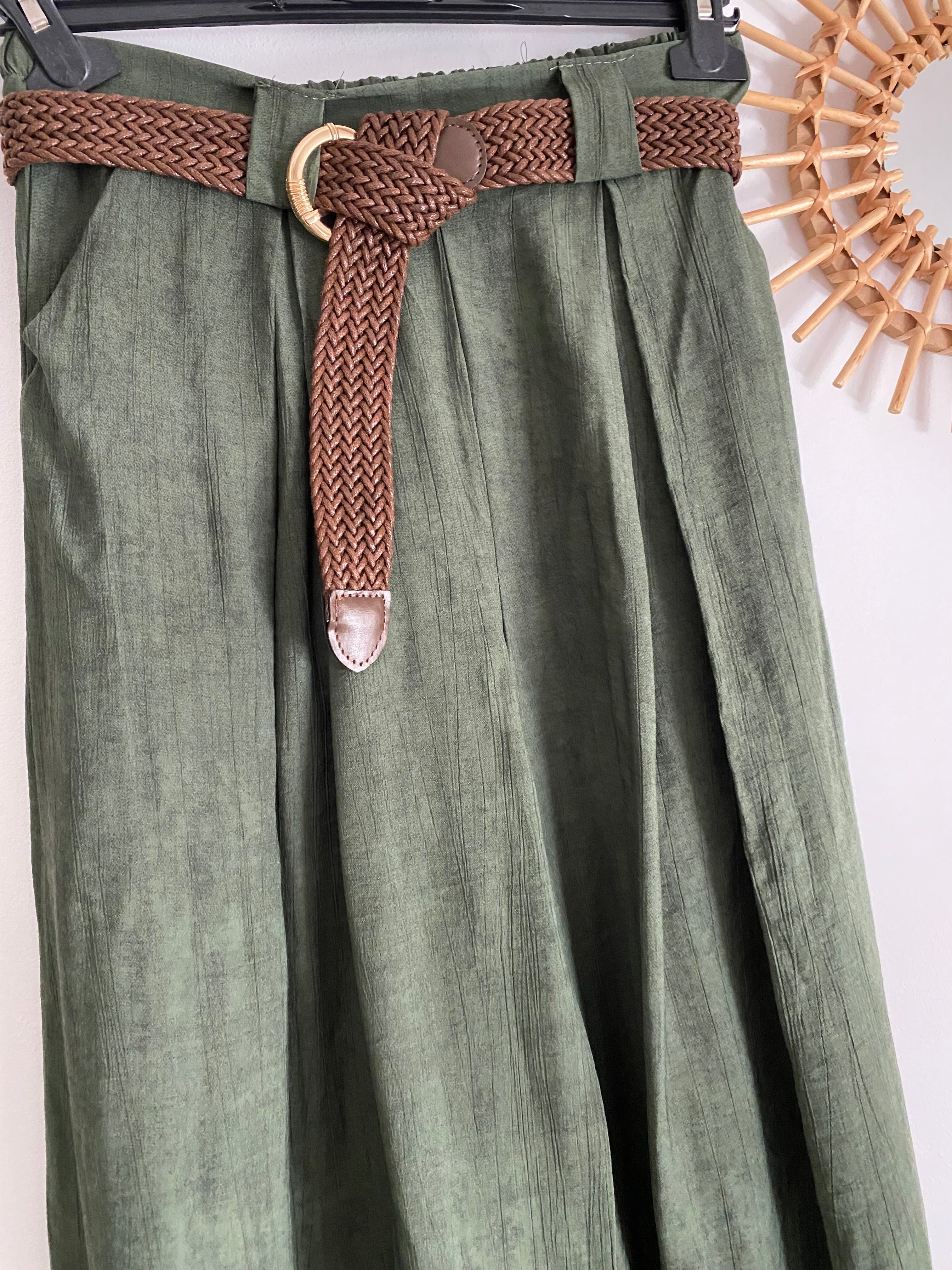 PANTALON PALAZZO FLUIDE KAKI TU 36/42