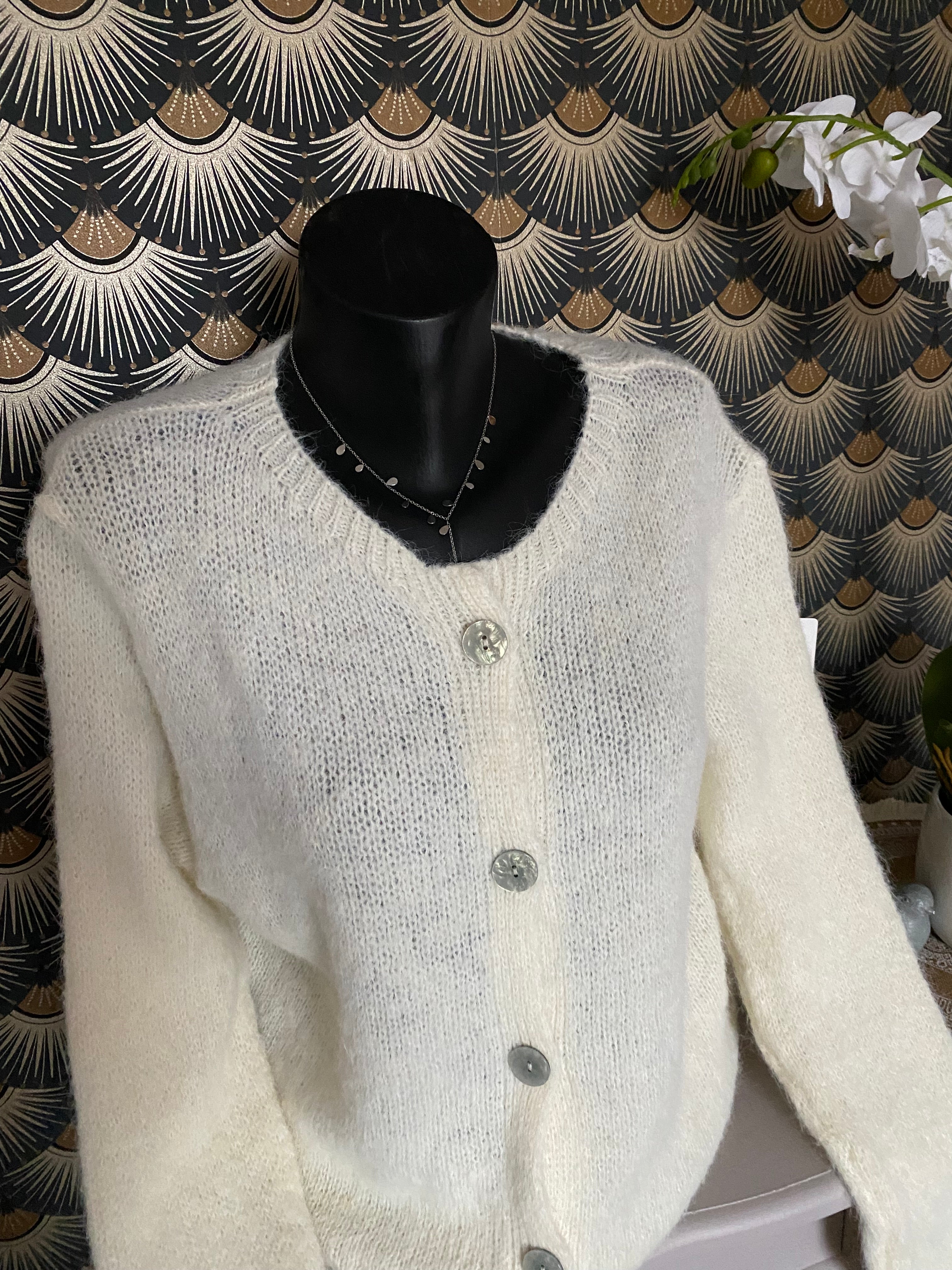 GILET ECRU TOM  TU 36/44 PETIT 46  ALPAGA ET LAINE