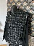VESTE  TWEED ET SEQUINS   SANS MANCHE  Taille L/XL
