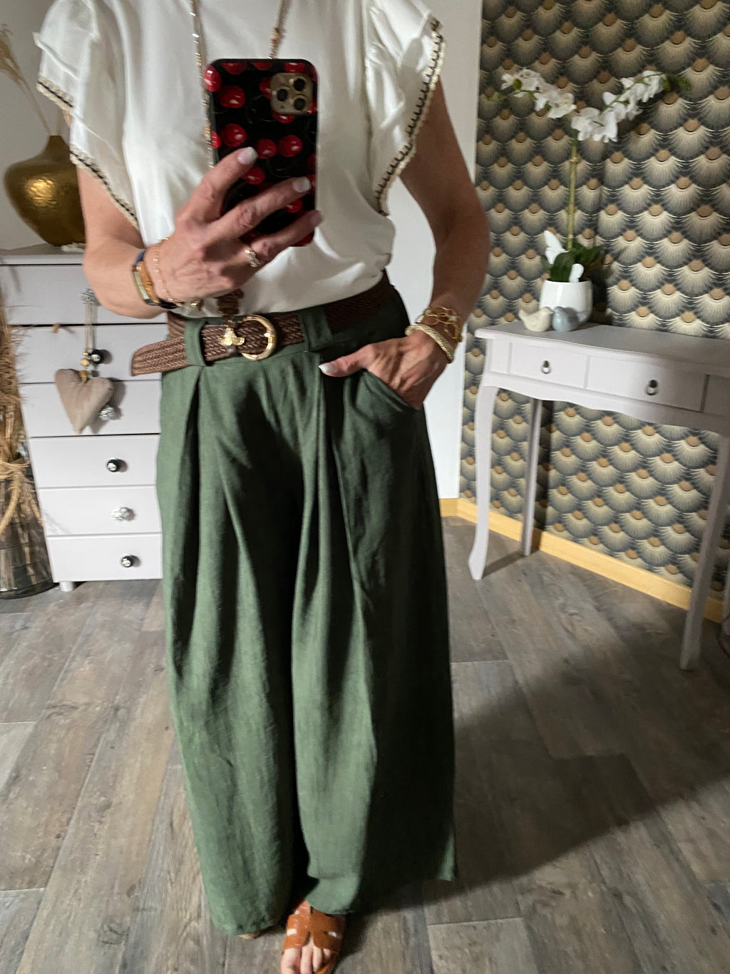 TOP BOHEME TU 36/42 ECRU ET NOIR