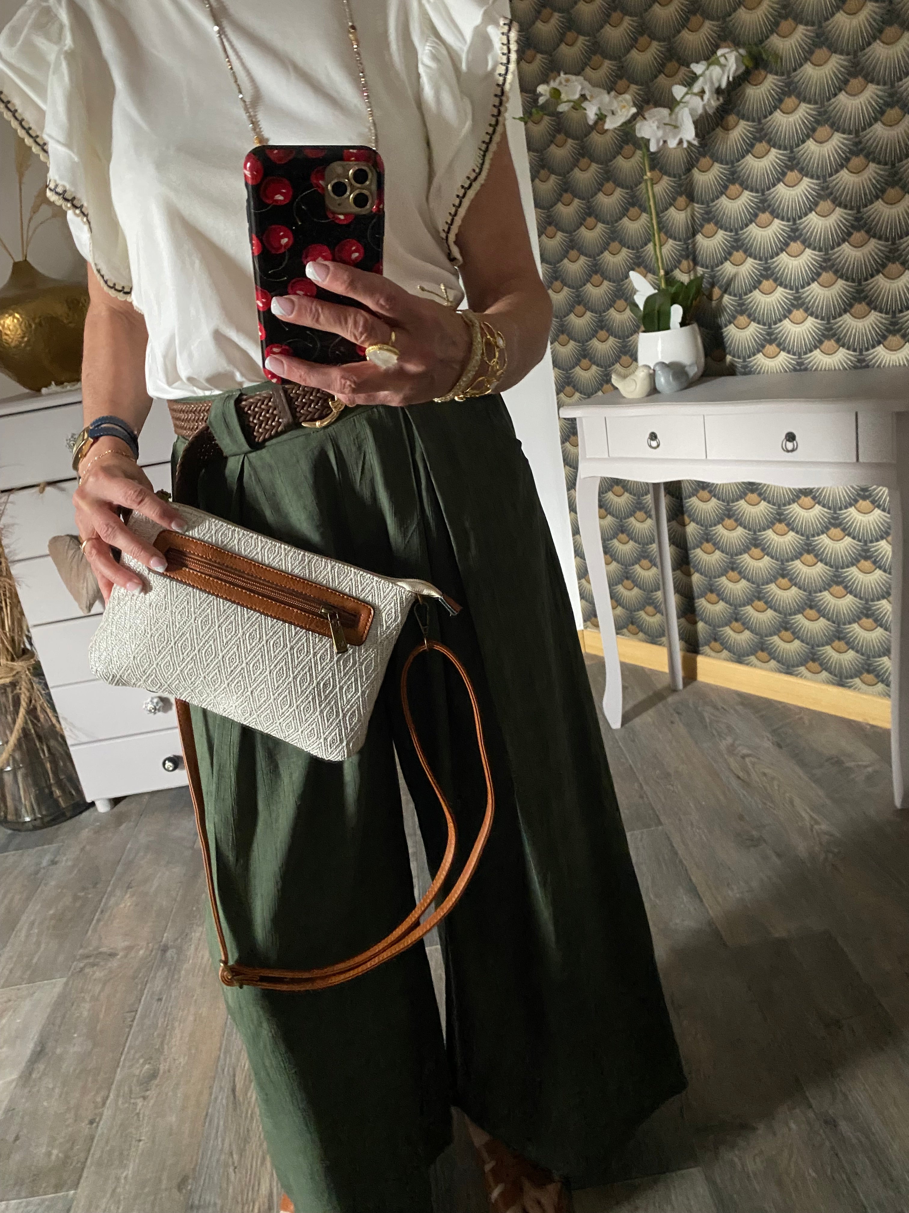 PANTALON PALAZZO FLUIDE KAKI TU 36/42