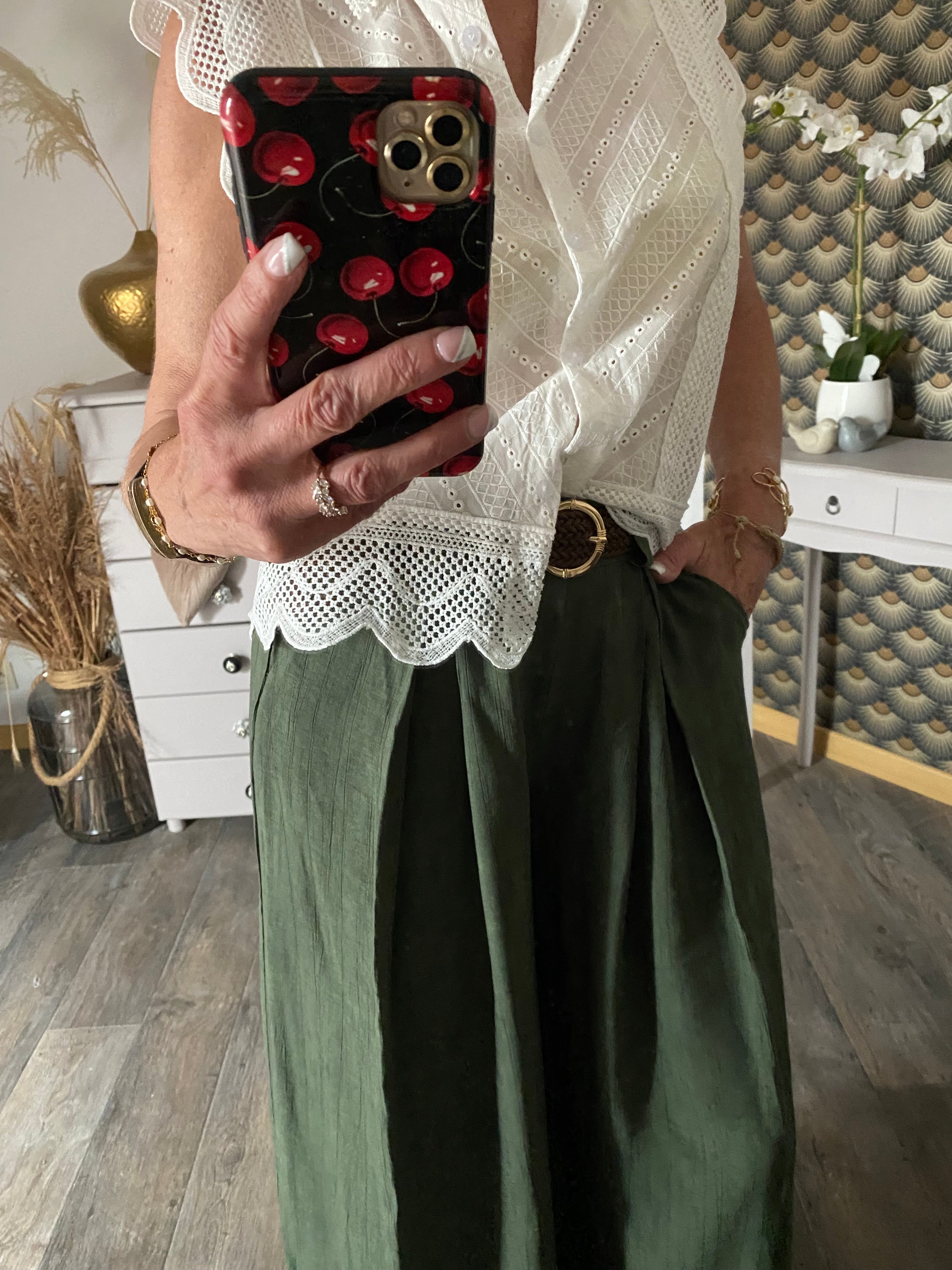 PANTALON PALAZZO FLUIDE KAKI TU 36/42