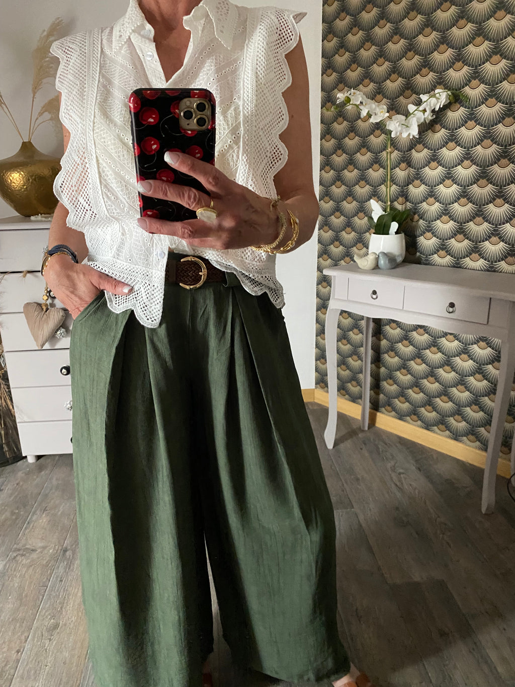 PANTALON PALAZZO FLUIDE KAKI TU 36/42