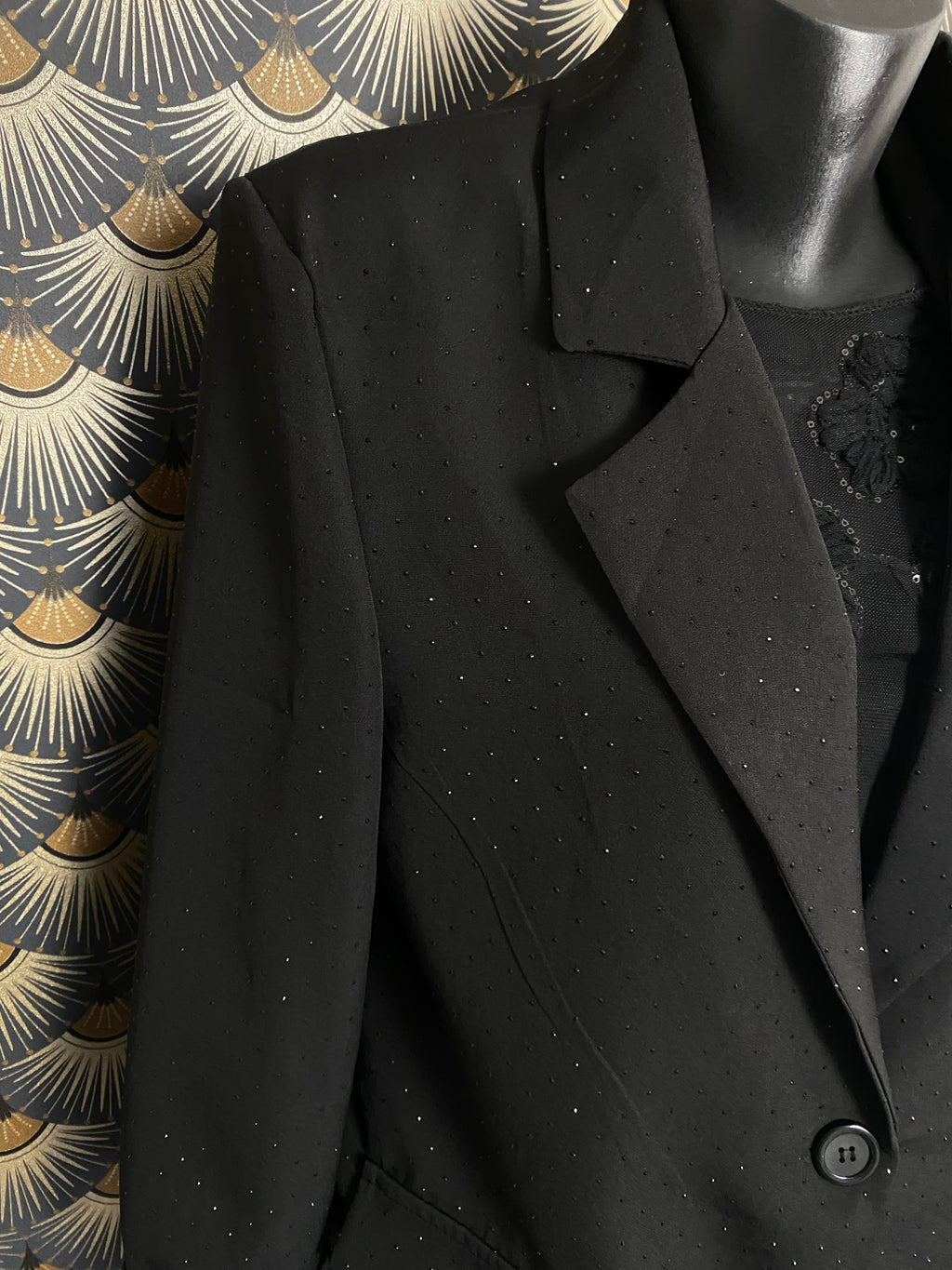 VESTE BLAZER STRASS NOIRS  NOIRE DOUBLEE  TU 36/44