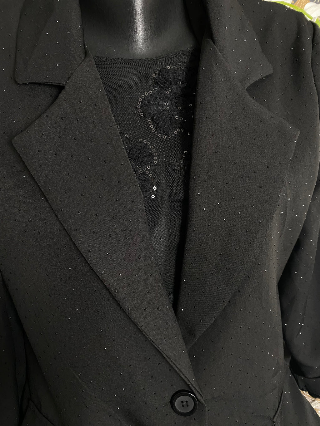 VESTE BLAZER STRASS NOIRS  NOIRE DOUBLEE  TU 36/44