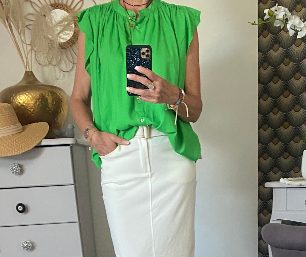 BLOUSE SCARLET  38/44   petit 46 TROIS COULEURS DISPONIBLES ( VERT, ORANGE ,VIOLET )