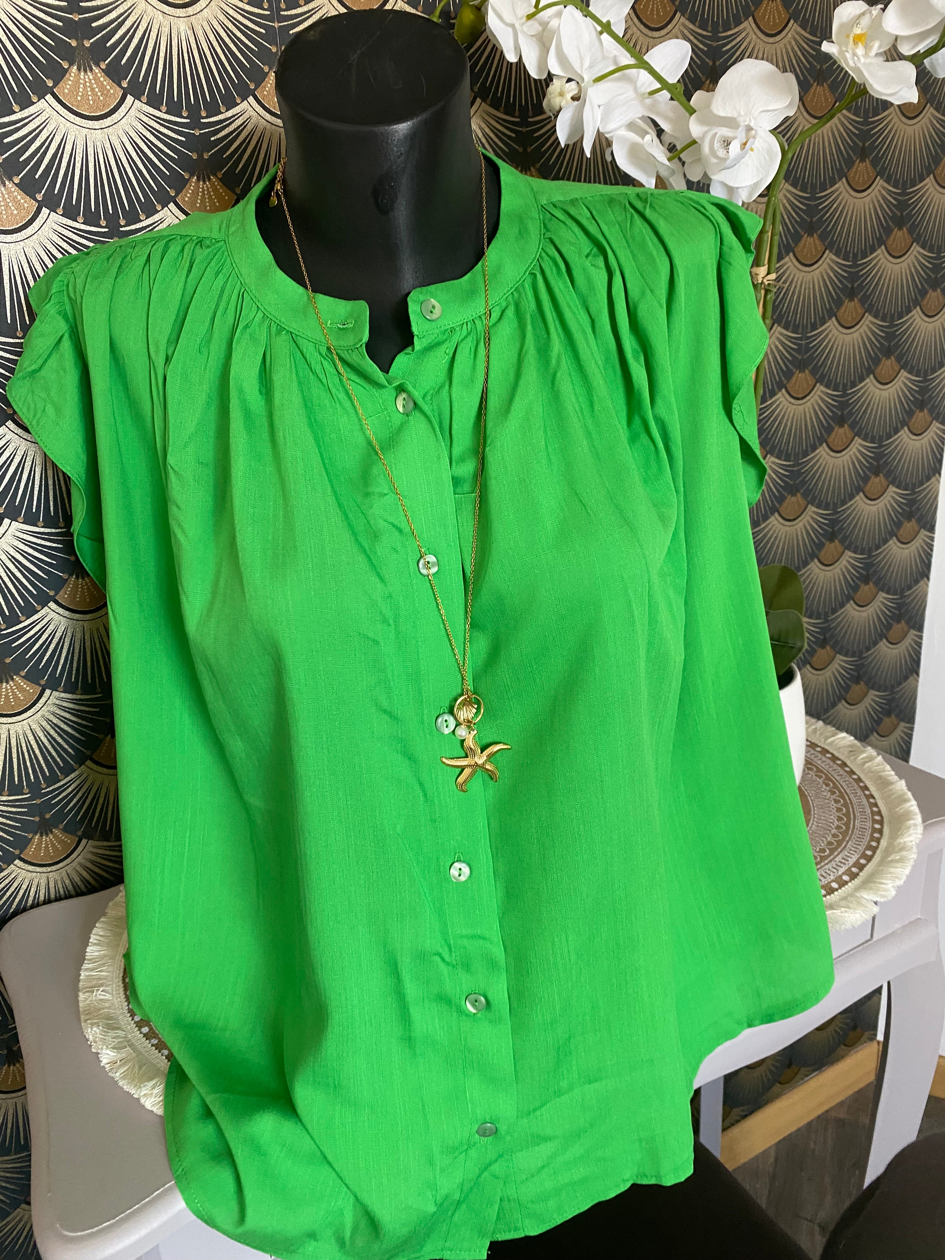 BLOUSE SCARLET  38/44   petit 46 TROIS COULEURS DISPONIBLES ( VERT, ORANGE ,VIOLET )
