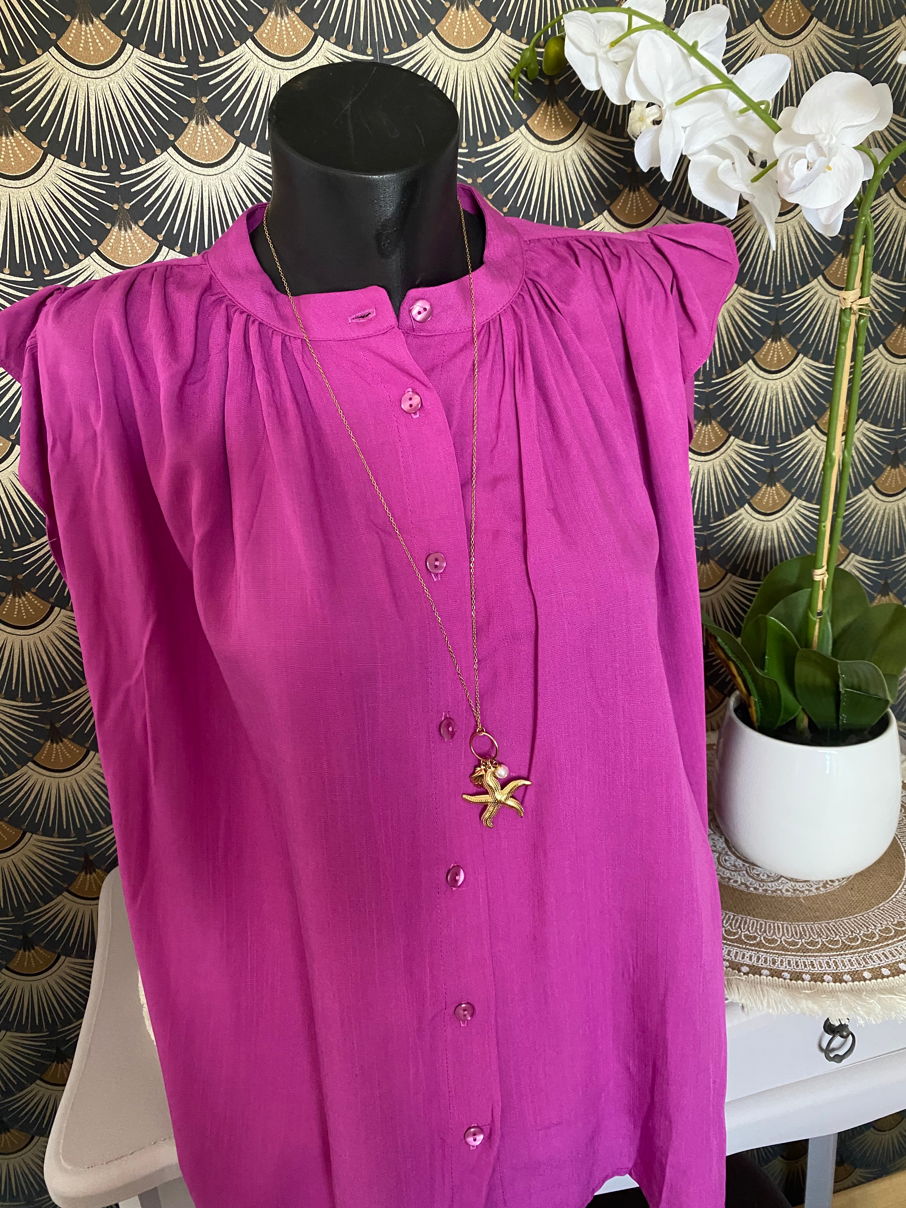 BLOUSE SCARLET  38/44   petit 46 TROIS COULEURS DISPONIBLES ( VERT, ORANGE ,VIOLET )