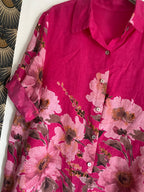 VESTE LONGUE LIN FUSHIA  TU 36/46