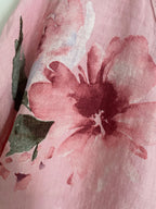 VESTE FLEURIE LIN TU 36/44  ROSE