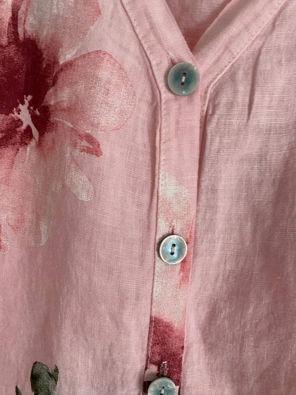 VESTE FLEURIE LIN TU 36/44  ROSE