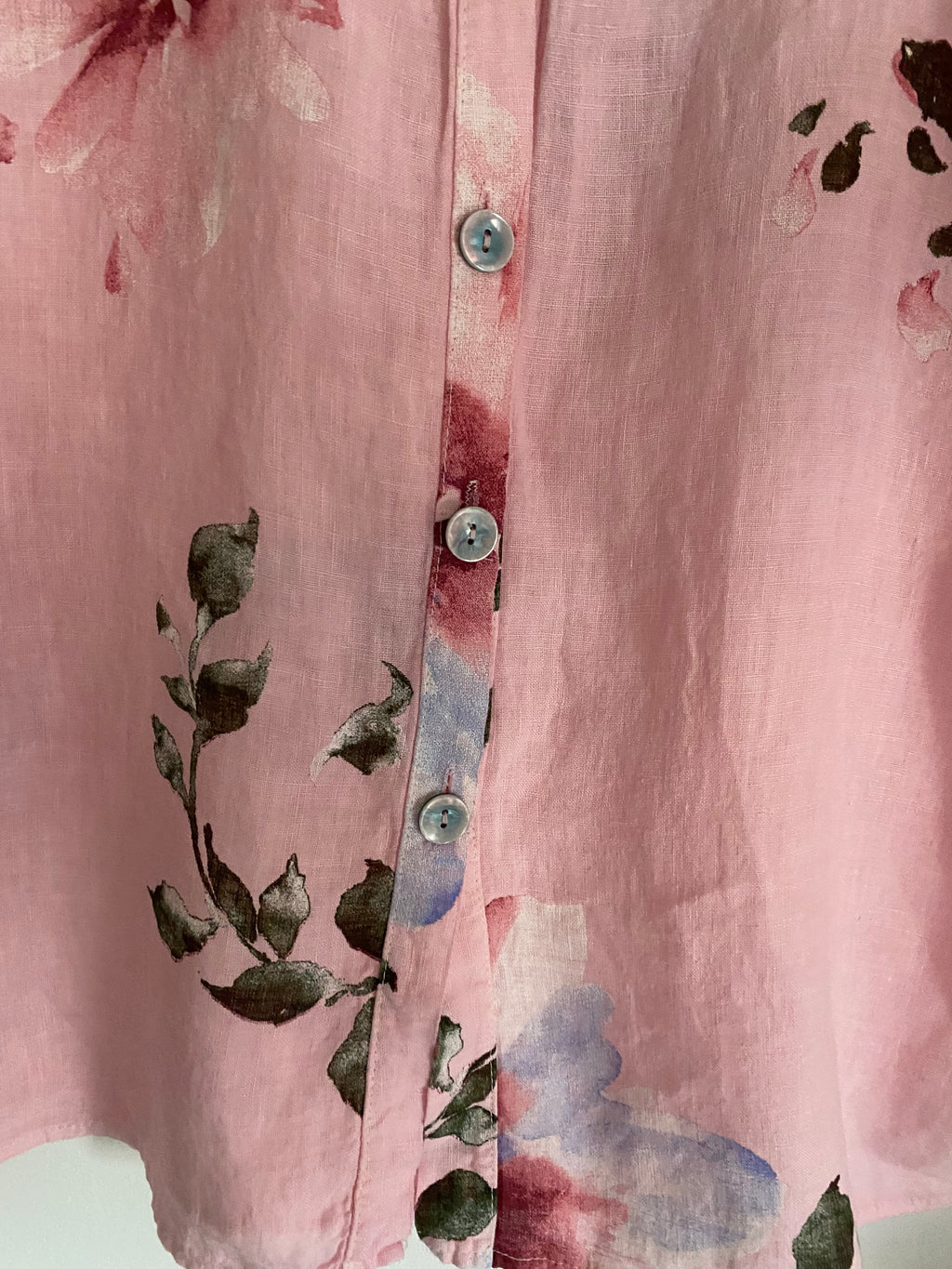 VESTE FLEURIE LIN TU 36/44  ROSE