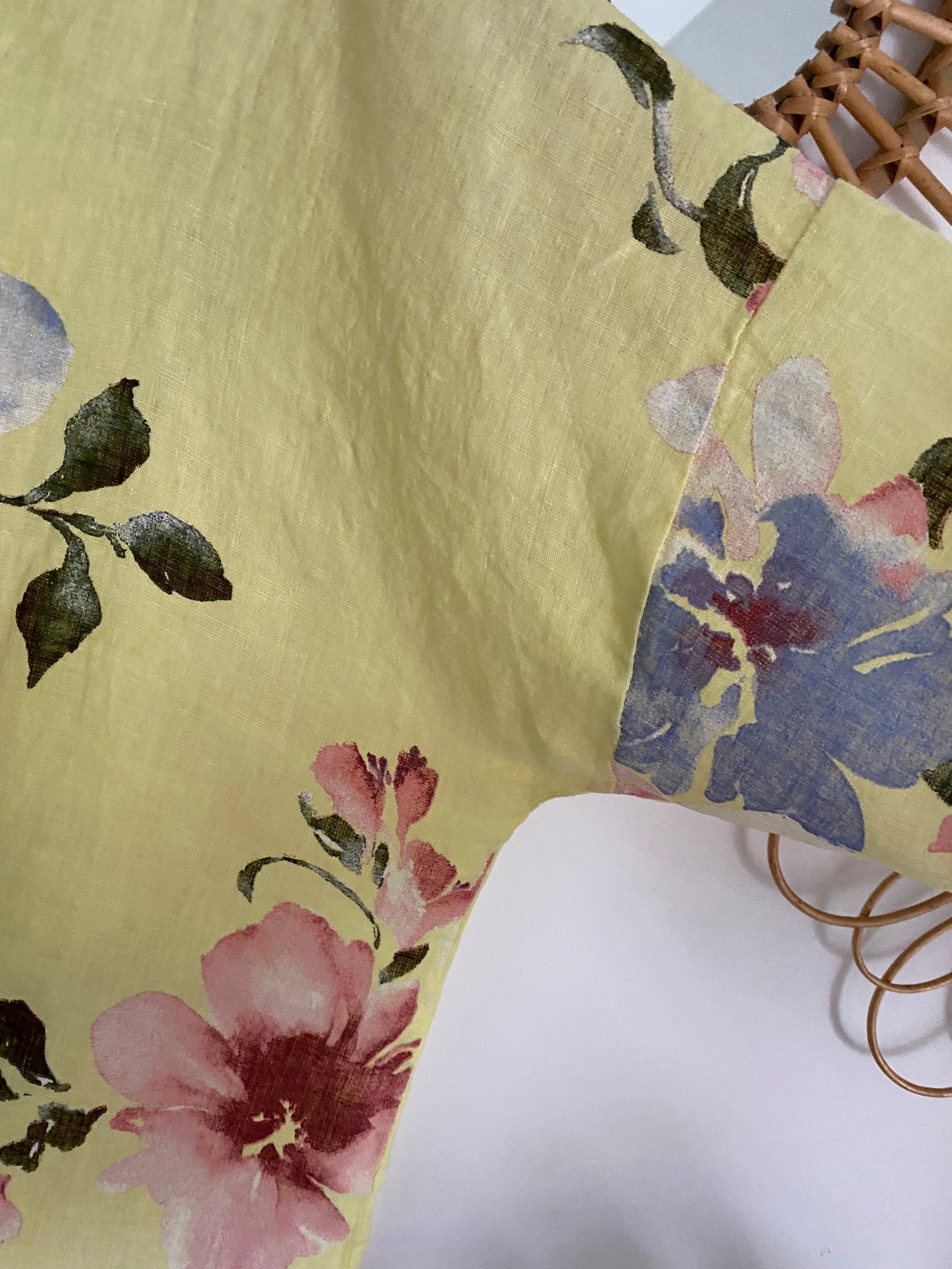VESTE FLEURIE LIN TU 36/44  JAUNE