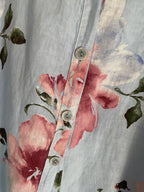 VESTE FLEURIE LIN TU 36/44  BLEU