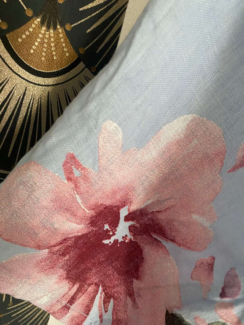 VESTE FLEURIE LIN TU 36/44  BLEU