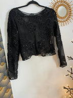 TOP DENTELLE ET SEQUIN  TU 34/42