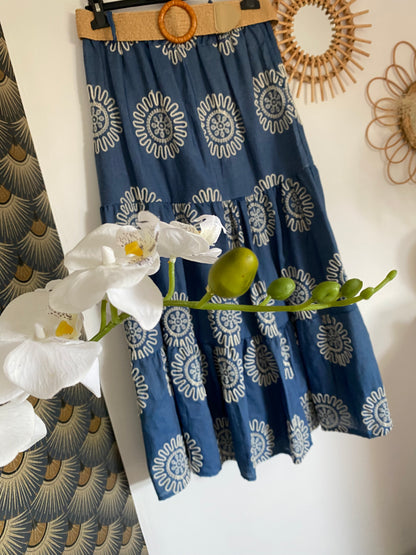 JUPE BRODEE BLEUE JEAN  36/ 44