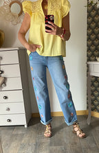 BLOUSE EMMA  JAUNE PALE  TAILLE S/M OU M/L