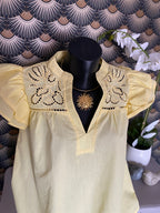 BLOUSE EMMA  JAUNE PALE  TAILLE S/M OU M/L