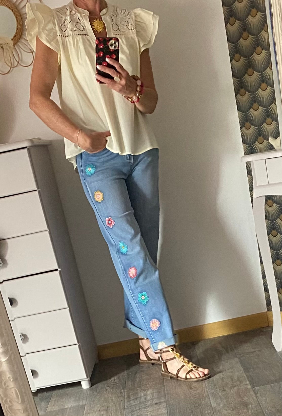 BLOUSE EMMA  ECRU  TAILLE S/M OU M/L