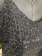 TOP BRETELLES SEQUINS NOIR  36/44