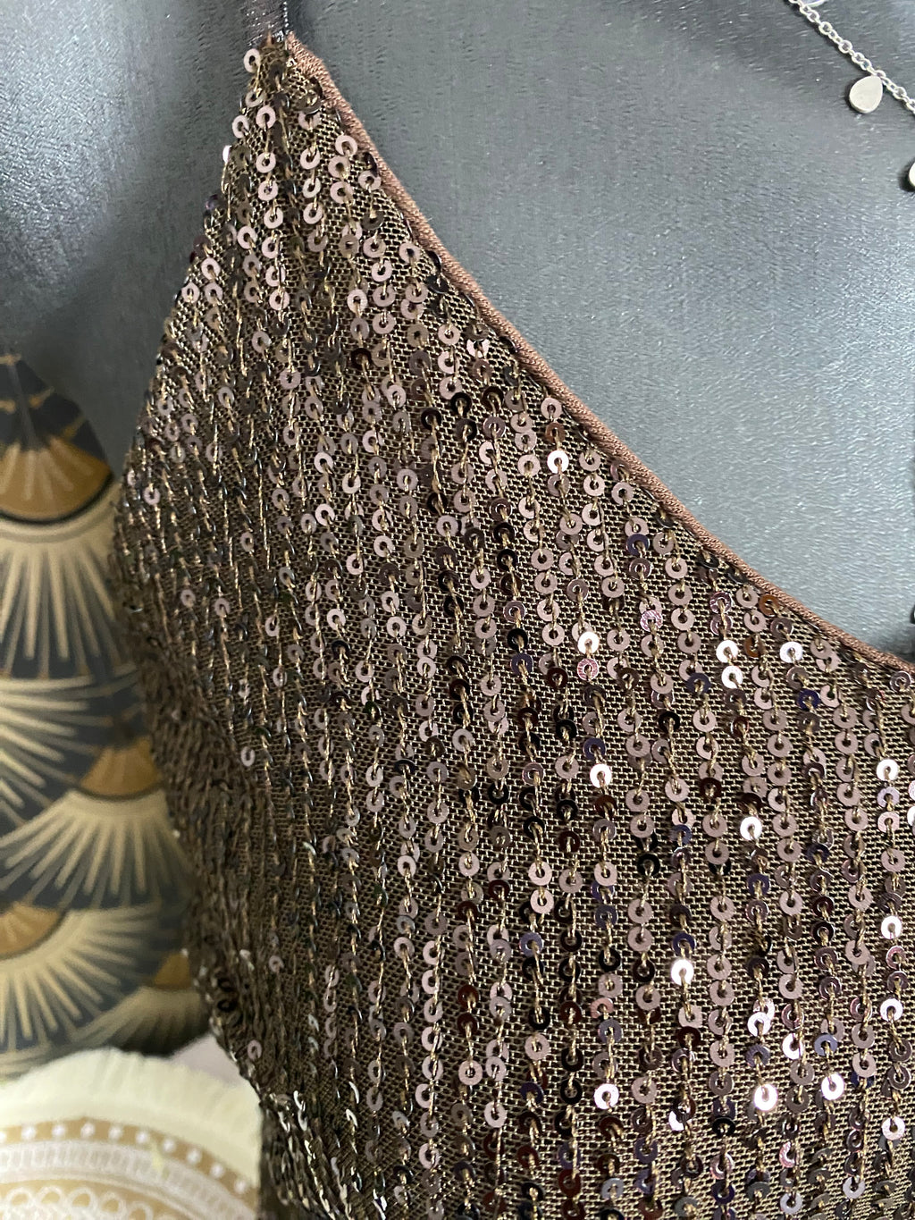 TOP BRETELLES SEQUINS CHOCO  36/44