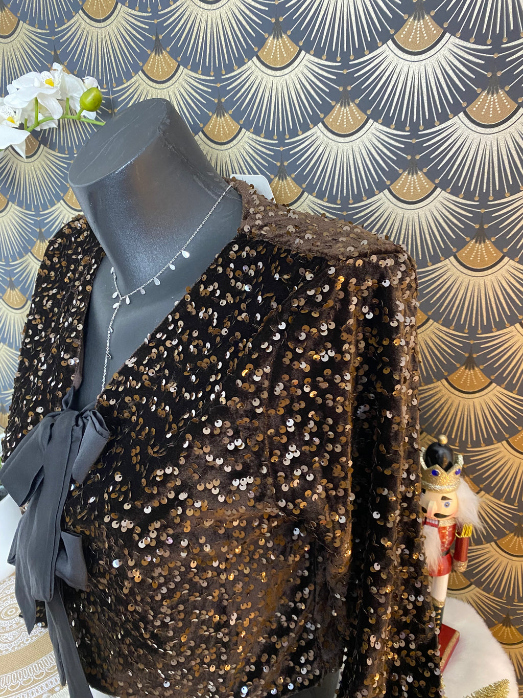 TOP NOEUDS SEQUINS CHOCO TU 36/42