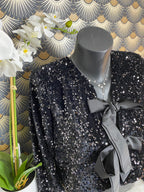 TOP NOEUDS SEQUINS NOIR TU 36/42