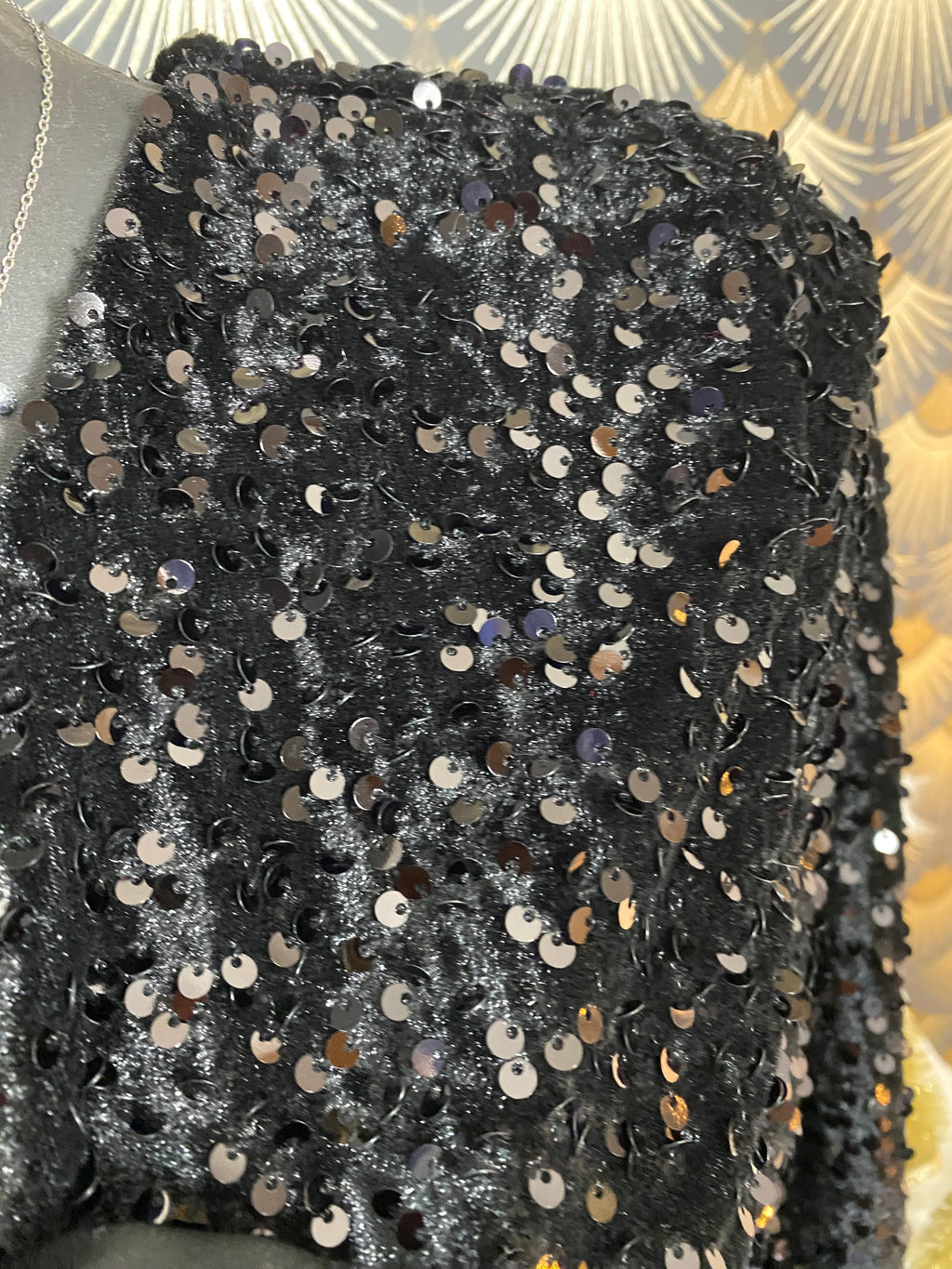 TOP NOEUDS SEQUINS NOIR TU 36/42