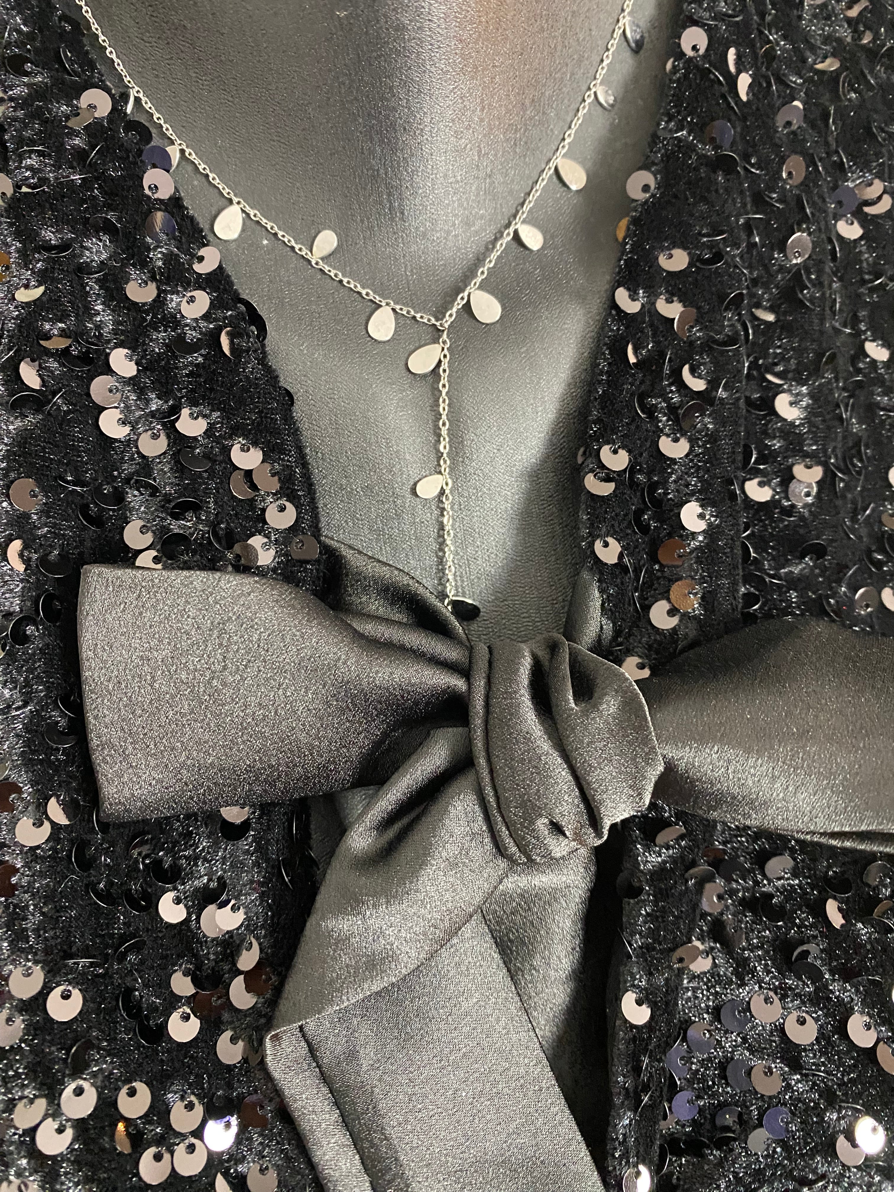 TOP NOEUDS SEQUINS NOIR TU 36/42