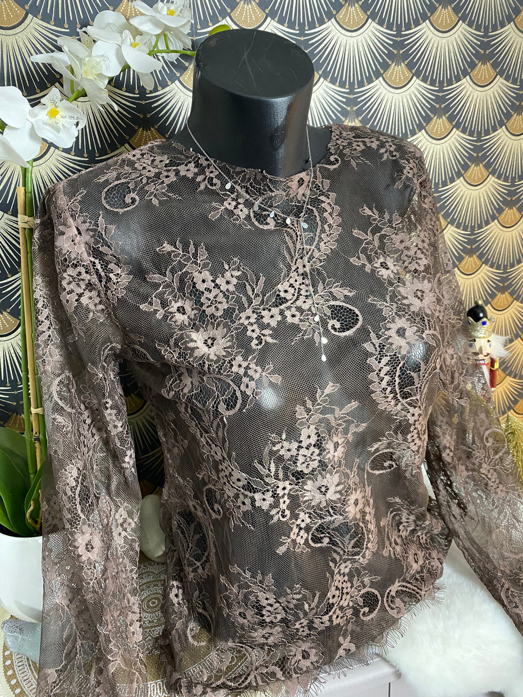 TOP DENTELLE GINA  TU 36/42 CHOCO