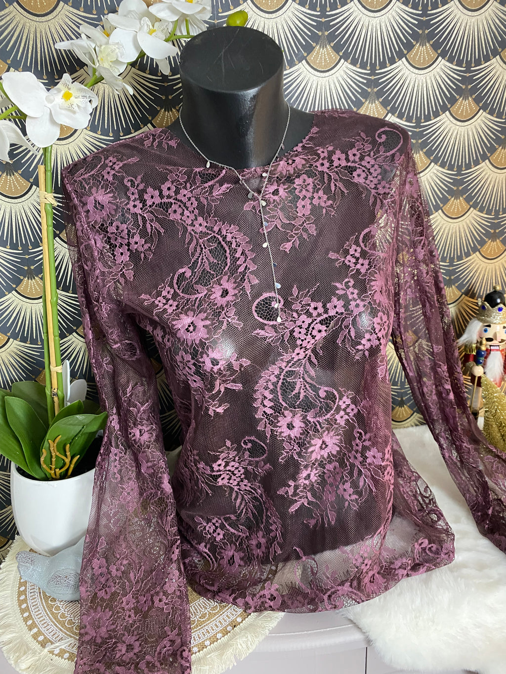 TOP DENTELLE GINA  TU 36/42  BORDEAUX