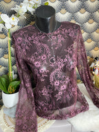 TOP DENTELLE GINA  TU 36/42  BORDEAUX