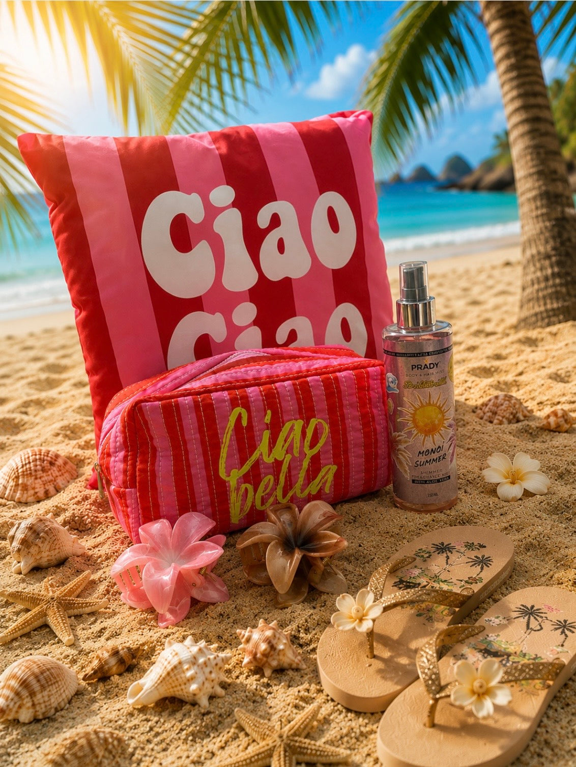 ENSEMBLE TROUSSE DE TOILETTE BELLA CIAO 2  AVEC BRUME SCINTILLANTE ET DEUX PINCES