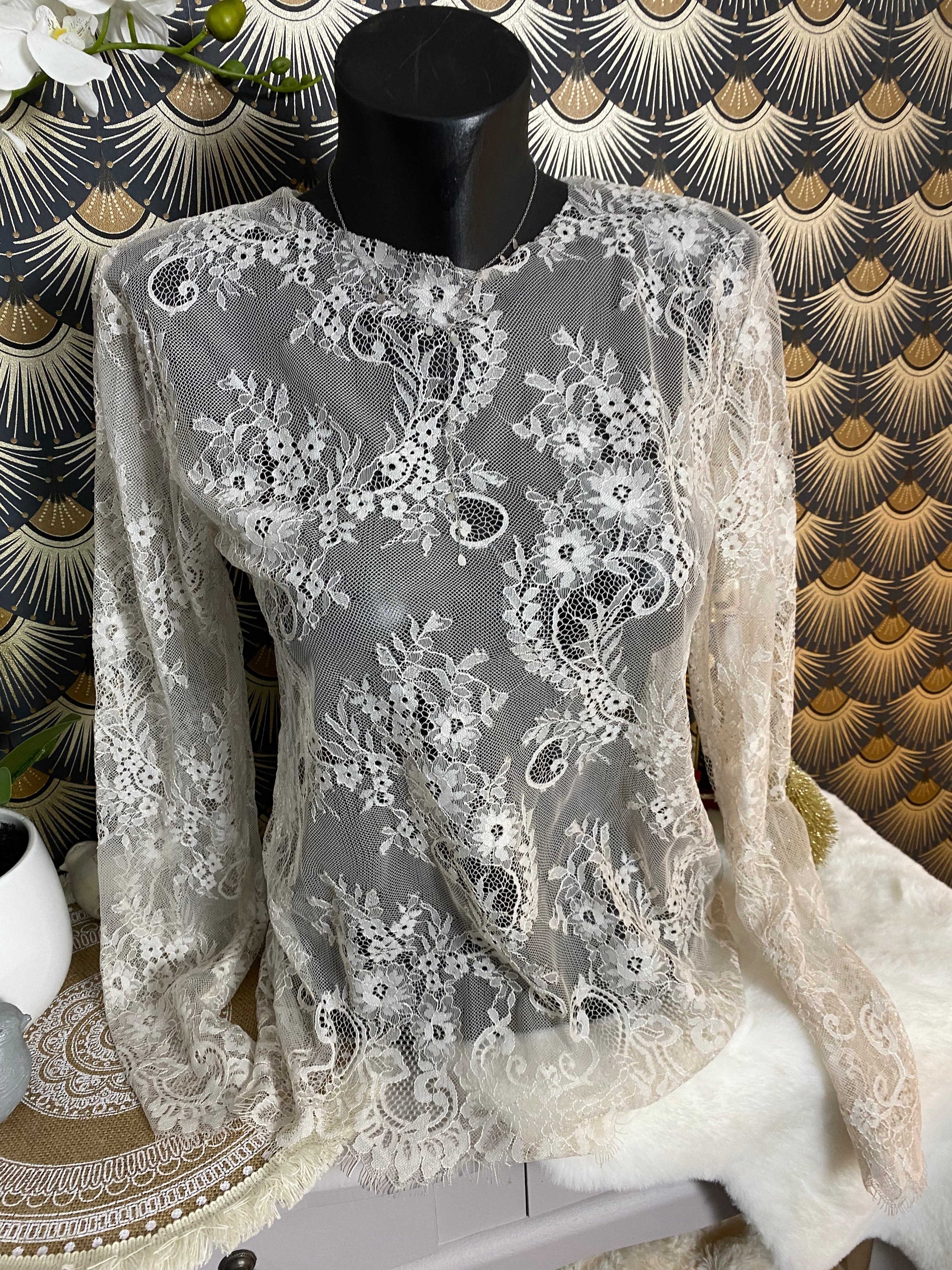 TOP DENTELLE GINA  TU 36/42  ECRU