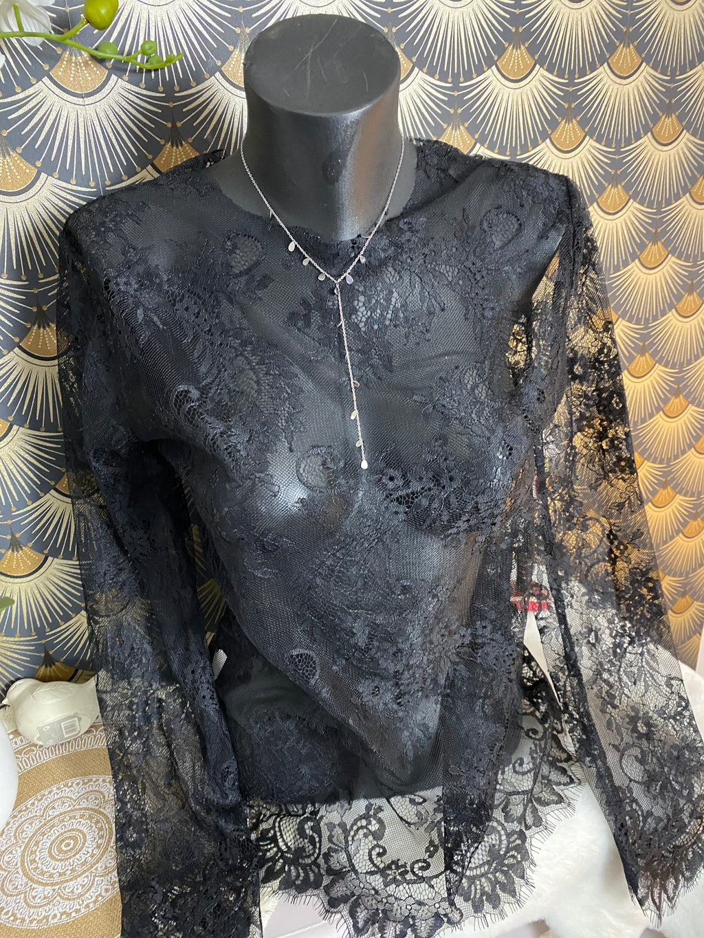 TOP DENTELLE GINA  TU 36/42  NOIR